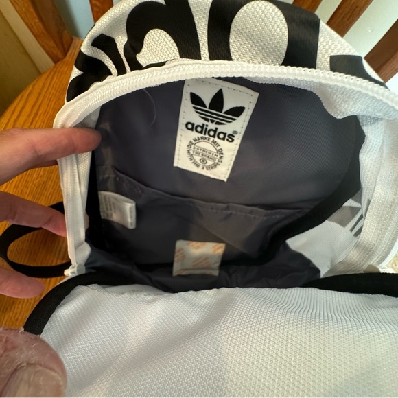 Adidas Santiago Mini Backpack White Black Adjustable Strap Handle Pockets - Picture 2 of 15